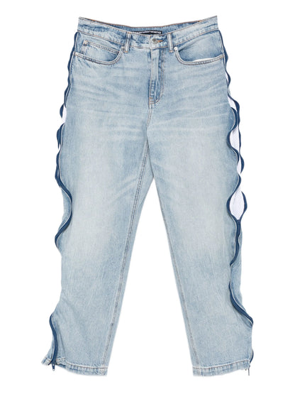 Zip-detail Perforated-panel Jeans