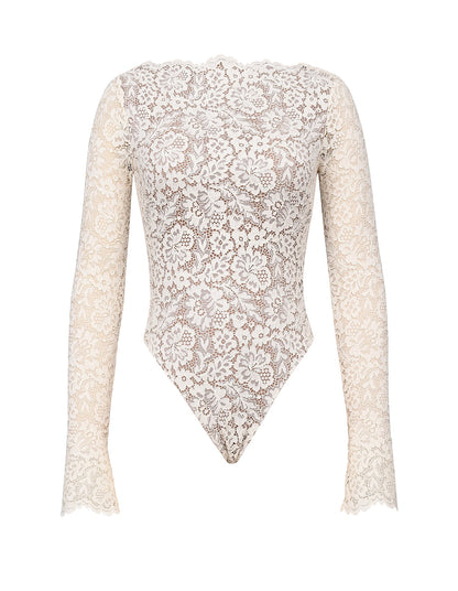 Ellie Vintage Ivory Lace Long Sleeve Bodysuit