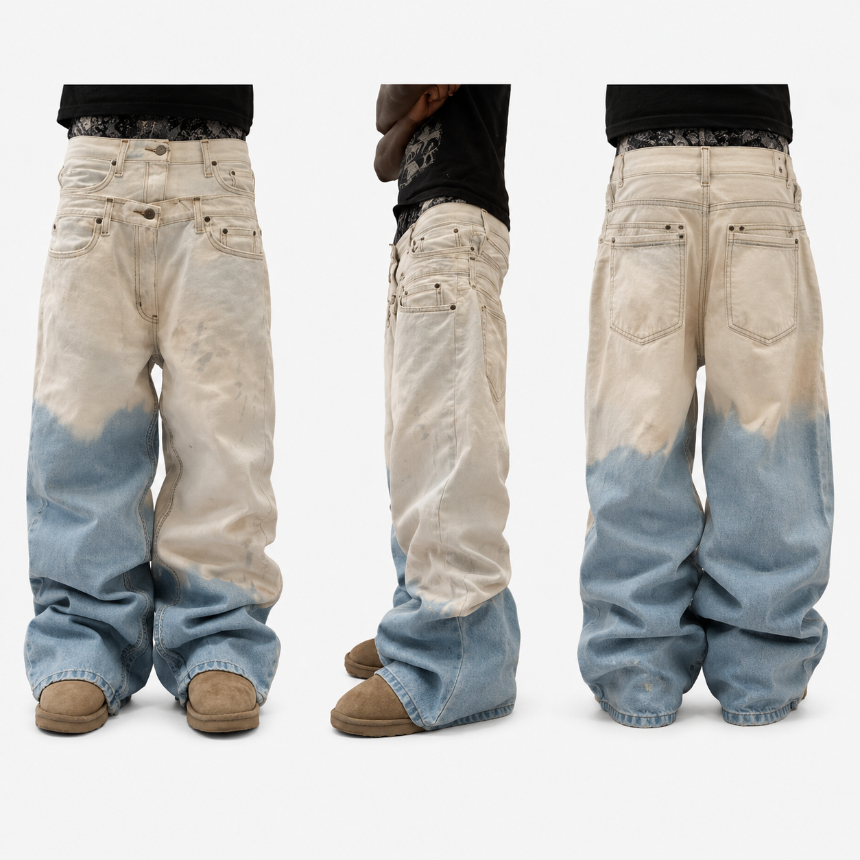 Bleach Double Waisted Denim