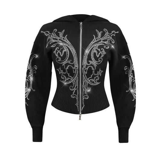 Rhinestone Zip Up Hoodie