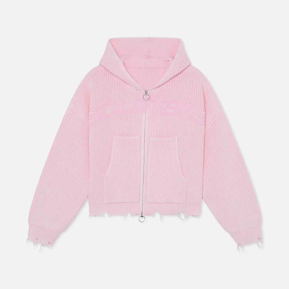 Light Pink Buzz Knit Zipper
