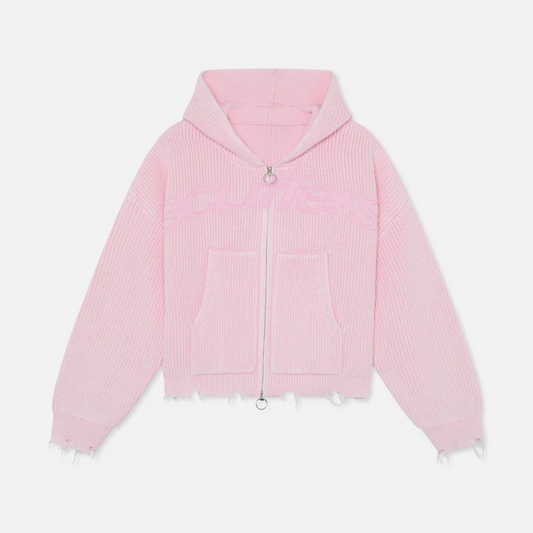 Light Pink Buzz Knit Zipper